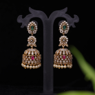 Floral AD Stone Jhumka with Pearl 1