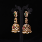 Floral AD Stone Jhumka with Pearl 2