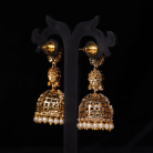 Floral AD Stone Jhumka with Pearl 3