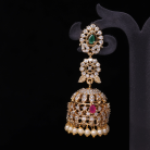 Floral AD Stone Jhumka with Pearl 4