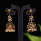 Floral AD Stone Jhumka with Pearl 6