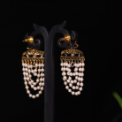 Floral Kemp Stone Earring with Pearl Hanging 3