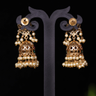 Floral Kemp Stone Jhumka with Pearl 4