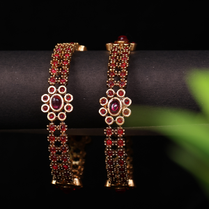 Floral Kemp Stone bangle - Set of 2