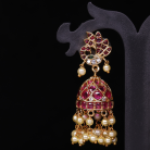 Peacock Kemp Stone Jhumka with Pearl 2