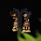 Peacock Kemp Stone Jhumka with Pearl 3