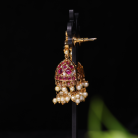 Peacock Kemp Stone Jhumka with Pearl 4