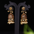 Peacock Kemp Stone Jhumka with Pearl 5