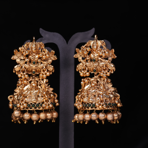 Traditional Lakshmi Kemp Stone Jhumkas