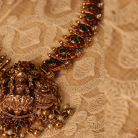 Traditional Lakshmi Mango Kemp Stone Necklace with Jhumkas 3