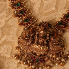 Traditional Lakshmi Mango Kemp Stone Necklace with Jhumkas2