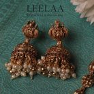 Antique Temple Haaram With Kemp stones Mandapam Lakshmi Pendant & Jhumka Set3