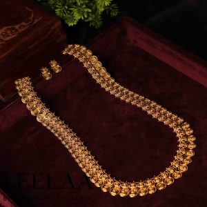 Kerala Style Kemp Lakshmi Kaasu Haram with Earrings