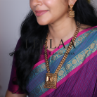 Antique double beaded haaram with rectangular pendant and Jhumka 5 Logo