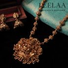Beaded Antique Temple Haaram with Lakshmi Pendant & Jhumka12