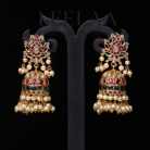Floral Kemp Stone Jhumka with Pearl 1 Logo