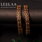 Floral Multicolour Kemp Stone Bangle Non- Idol - Set of 2 1