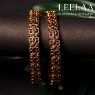 Floral Multicolour Kemp Stone Bangle Non- Idol - Set of 2 2