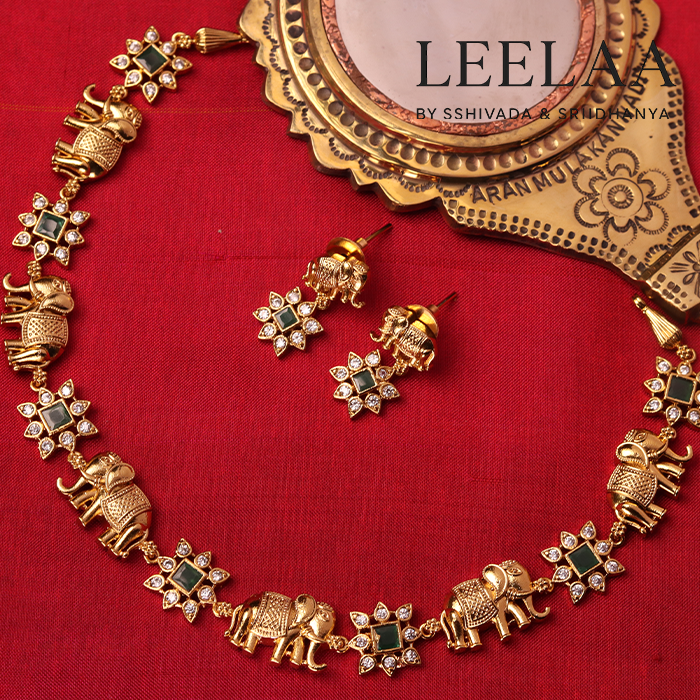 Floral elephant necklace with earrings 1 Floral elephant necklace with earrings 1