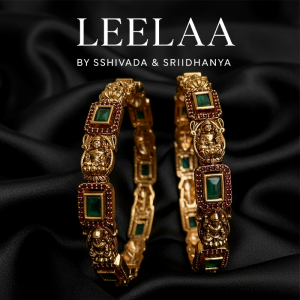 Ruby and Emerald Lakshmi Bangles – Set of 2