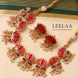 Lotus Pearl Beads Necklace with Earrings
