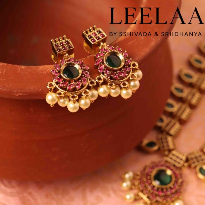 Premium Floral Pendant Palakka Haram with Earrings 5