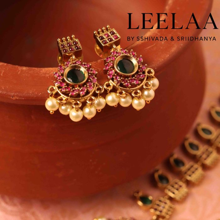 Premium Floral Pendant Palakka Haram with Earrings4