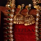 Premium Green & White Stone Haaram with Earrings2