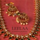 Premium Green & White Stone Haaram with Earrings4