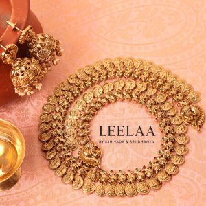 Premium Kaasu Maala with Peacock Motifs & Matching Jhumkas