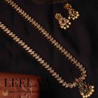 Premium Kemp & White Stone Haaram with Floral Pendant and Earrings2