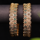 Premium Lakshmi Coin Bangles with Green Stones - Set of 2 Logo 3