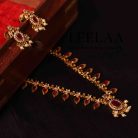 Premium Ruby & White Stone Palakka Haaram with Earrings2