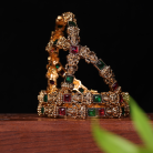 Ruby And Emerald Lakshmi Bangles with Square Stones 1