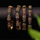 Ruby And Emerald Lakshmi Bangles with Square Stones 2