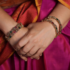 Ruby And Emerald Lakshmi Bangles with Square Stones 4