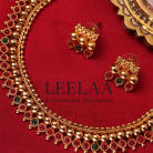 Ruby and Golden Beads Necklace with Studs 2