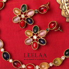 Simple Multistone Navaratna Look alike Necklace with Earrings 2