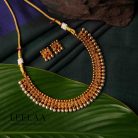 Simple golden & pearl necklace with Earrings 1