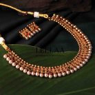 Simple golden & pearl necklace with Earrings 2
