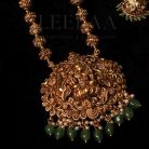 Temple style Lakshmi Pendant Haramwith Aqua Beads and Jhumka 2 logo