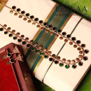 Traditional Lightweight Kerala-Style Kaasumaala with Matching Earrings