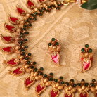 Traditional Mango Kemp Stone Necklace with Earrings 2