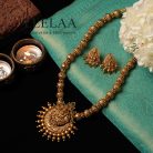 Traditional Temple Haaram with Kemp Lakshmi Pendant & Earrings1