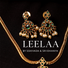 Floral Kemp Stone Attigai Chain with Earrings 2