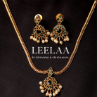 Floral Kemp Stone Attigai Chain with Earrings 3