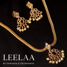 Floral Kemp Stone Attigai Chain with Earrings 4