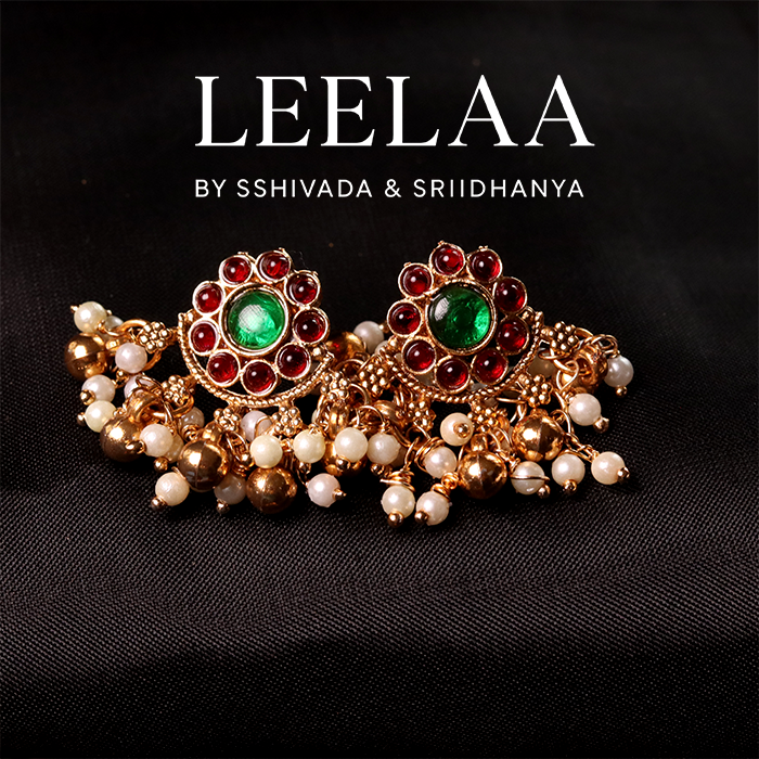 Floral Kemp Stone Mulla Mottu necklace with earrings 3 Floral Kemp Stone Mulla Mottu necklace with earrings 3