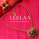 Traditional Beaded Kemp Stone Temple Haaram with Lakshmi Pendant and Jhumka