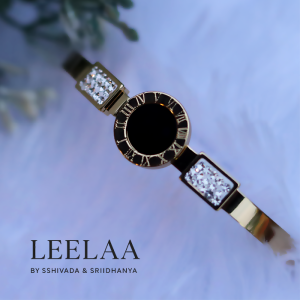 Elegant Black & AD Stone Openable Bracelet – Modern Minimal Sparkle